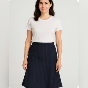 MOSCHINO PINSTRIPE TRUMPET SKIRT IN BLACK  WOOL SIZE 8 LUXURY CLASSIC PREPPY